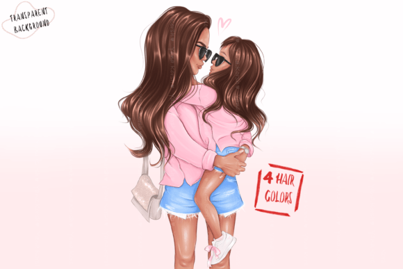 Download Mother Daughter Clipart, Mom of Girl Png - Premium Bundle