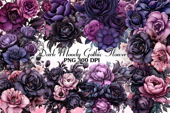 Download Dark Moody Gothic Flower Clipart Bundle - Dark moody gothic flower clipart Collection