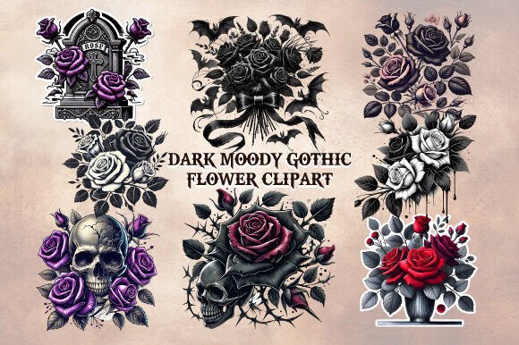 Download Dark Moody Gothic Flower Clipart - Dark moody gothic flower clipart Collection