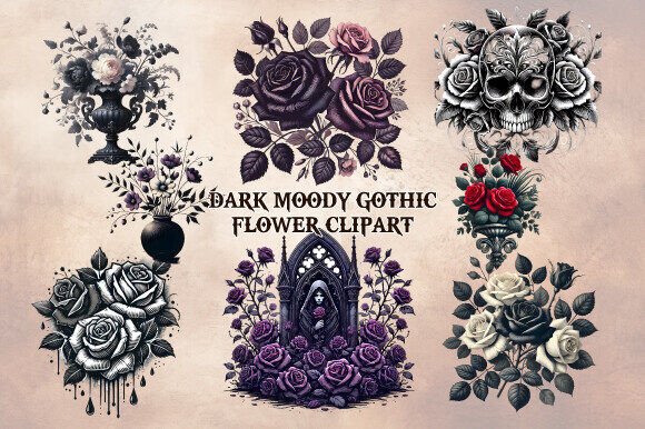 Download Dark Moody Gothic Flower Clipart - Dark moody gothic flower clipart Collection
